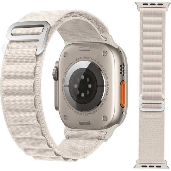 Pasek Nylonowy do Apple Watch 1/2/3/4/5/6/7/8/9/10/11/SE Ultra 1/2/3 42/44/45/46/49mm, Biały