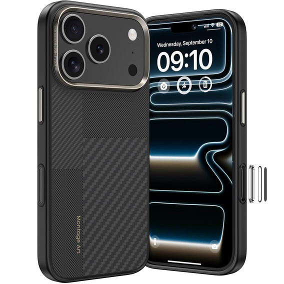 Etui Benks Montage Magnetic Armor Air Kevlar (600D/1500D) z metalową ramką MB69 do iPhone 17 Pro – czarny
