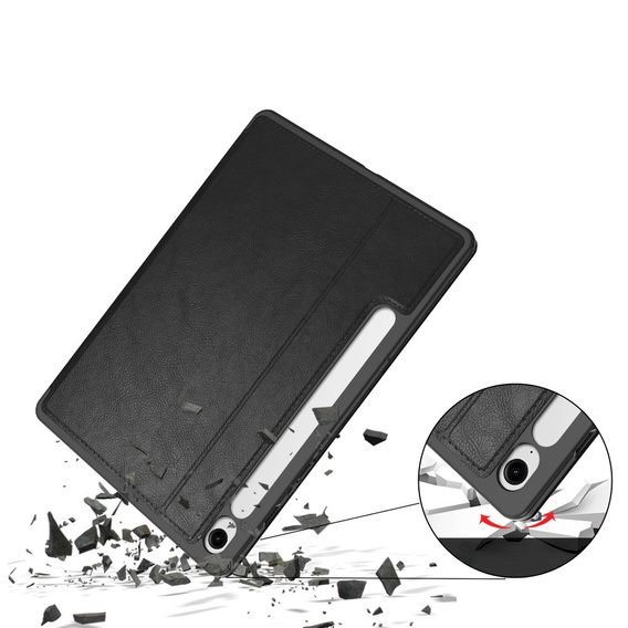 Etui skórzane do Samsung Galaxy Tab S10 Lite / S10 FE / S9 FE, z funkcją usypiania i budzenia – czarne