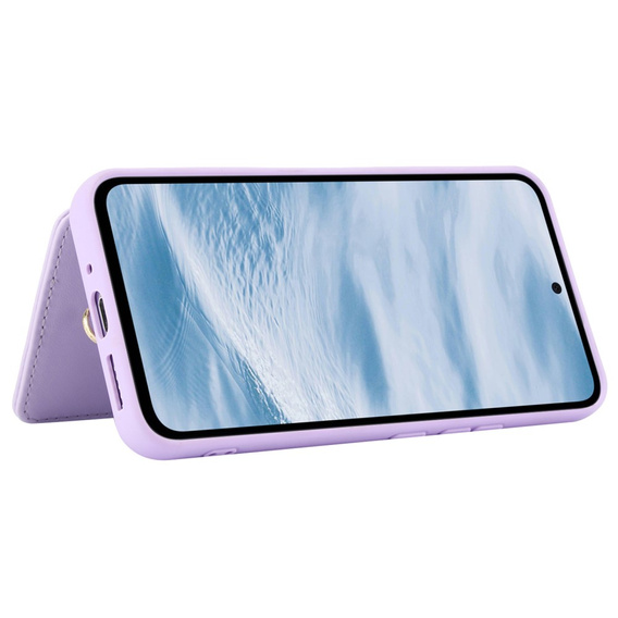 Etui do Samsung Galaxy S23 FE, Leather Flower Card Slot, fioletowe