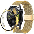 Bransoleta Milanese + Etui z osłoną na ekran do Huawei Watch GT 3 46mm, Złoty