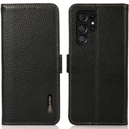 Etui KHAZNEH RFID do Samsung Galaxy S23 Ultra, Litchi Texture, czarne