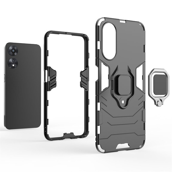 Etui do Oppo A78 5G, Kickstand Ring, czarne