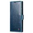 Etui z klapką CASEME do Samsung Galaxy S22 Ultra, Waxy Textured, niebieskie