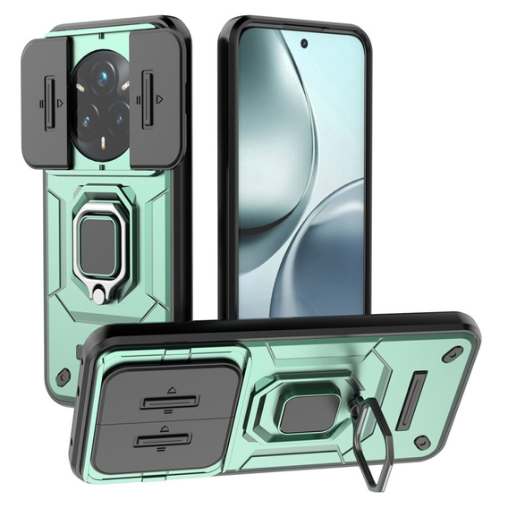 Etui pancerne do Realme 14 Pro+ 5G, CamShield Slide, zielone