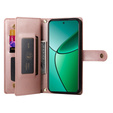 Etui z klapką do Oppo Reno 13F 5G, Wallet Zipper Pocket, różowe