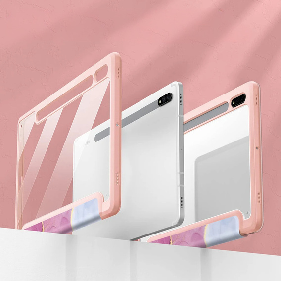 Etui do Samsung Galaxy Tab S10 Lite / S10 FE / S9 FE, Smartcase Hybrid, z miejscem na rysik, Marble różowe