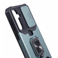 Etui pancerne do Samsung Galaxy S23 FE, Camera Slide Card Slot, zielone + szkło 9H