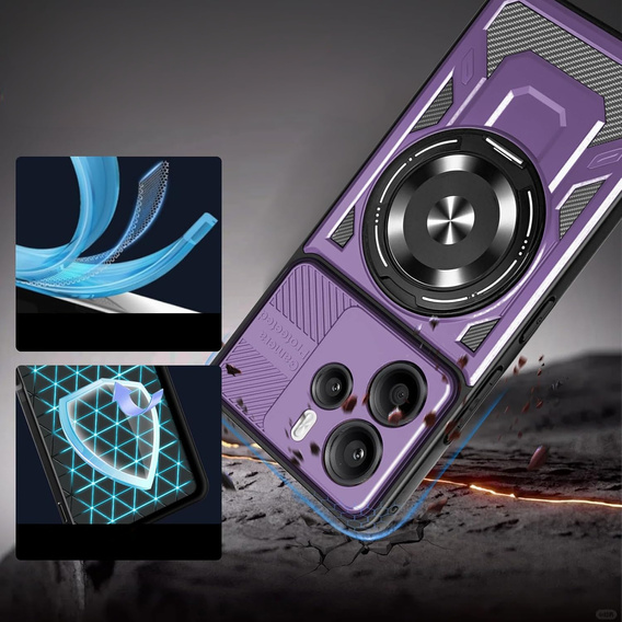 Etui Magnetyczne z Podstawką do Xiaomi Redmi Note 14 4G – Fioletowe