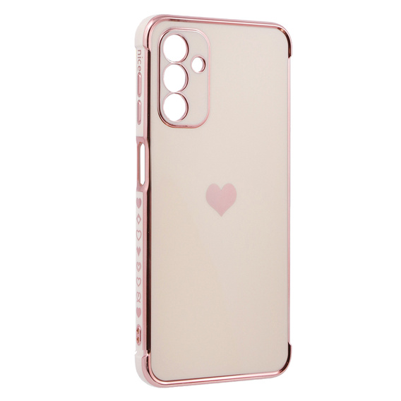 Zestaw Etui do Samsung Galaxy A13 5G, Electro heart, Różowe rose gold + Szkło