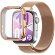 Bransoleta Milanese + Etui z osłoną na ekran do Huawei Watch Fit 4 Pro, Różowe złoto