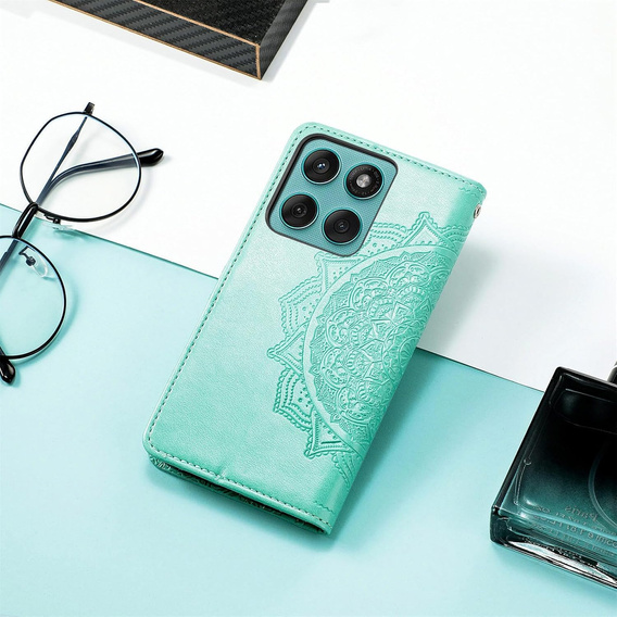 Etui z klapką do Motorola Edge 60 / 60 Fusion, Mandala, zielone