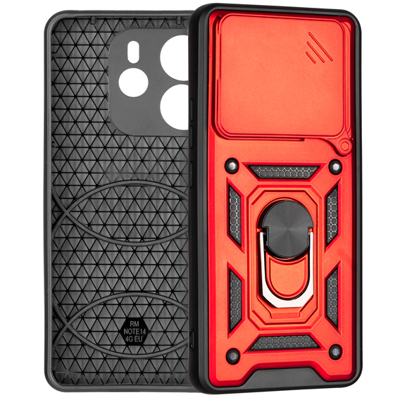 Etui pancerne do Xiaomi Redmi Note 14 4G, CamShield Slide, czerwone