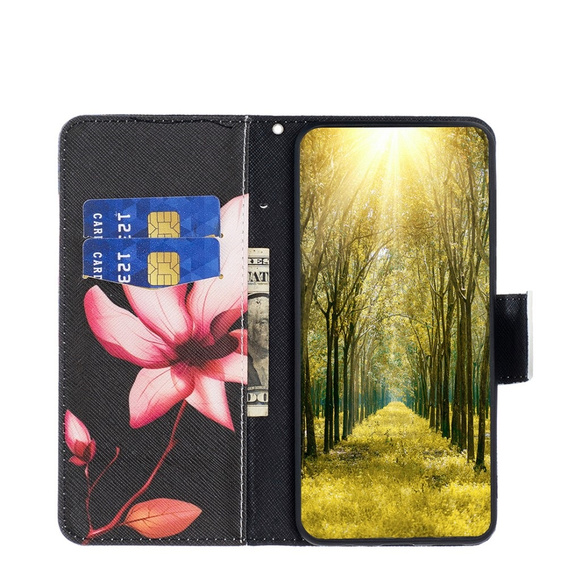Etui z klapką do Xiaomi Redmi Note 13 Pro 5G, Wallet, Lotus czarne