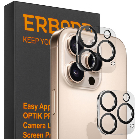 ERBORD Szkło hartowane na aparat do iPhone 16 Pro / 16 Pro Max, przezroczyste