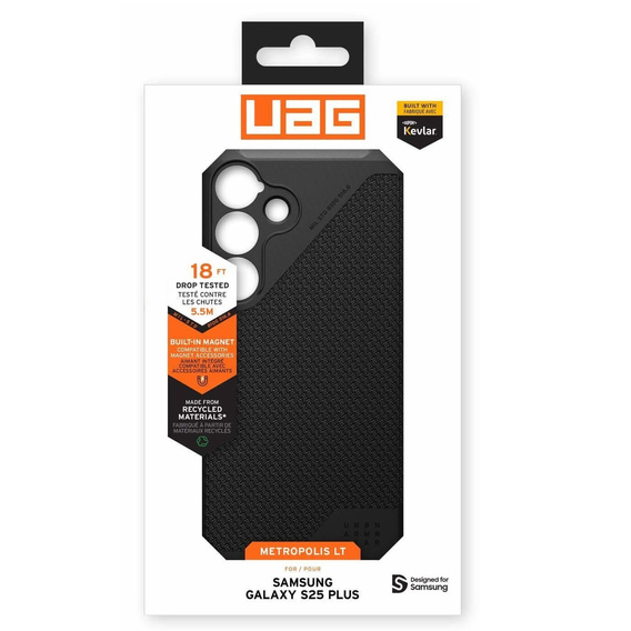 Etui Urban Armor Gear do Samsung Galaxy S25+ Plus, Metropolis LT MagSafe Kevlar, czarne