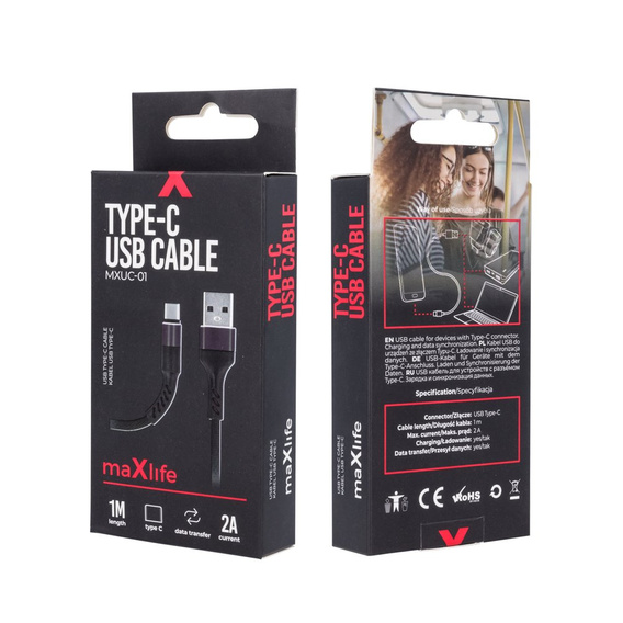 Maxlife MXUC-01 Kabel Type-C Fast Charge 2A 1M - Black