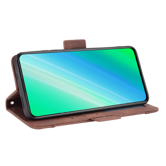 Etui z klapką do Infinix Hot 11s, Card Slot, brązowe