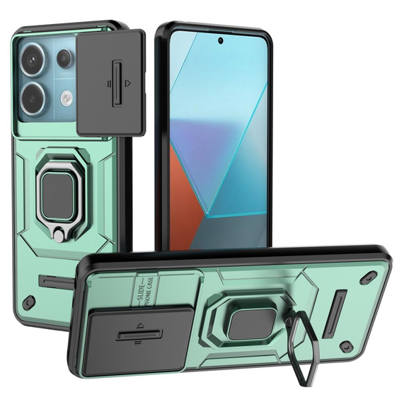 Etui KickStand Camera Lens do Xiaomi Redmi Note 13 Pro 5G, zielone