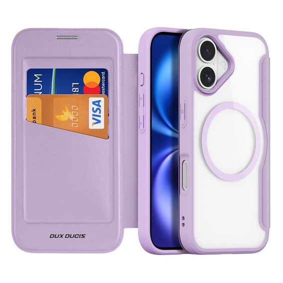 Etui z klapką Dux Ducis do iPhone 17, Skin X Pro, do MagSafe, fioletowe