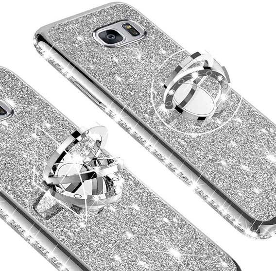 Etui do Samsung Galaxy S7, Bling brokat, Srebrne