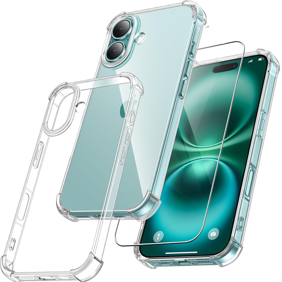 Etui do iPhone 16, Erbord Dropproof, przezroczyste + Szkło