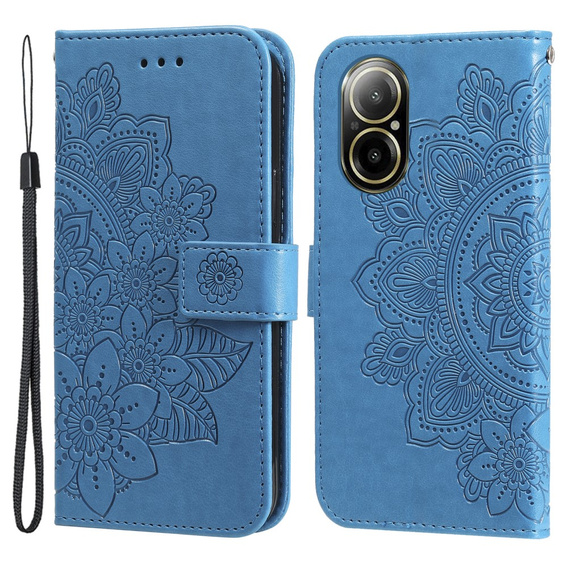 Etui z klapką do Realme C67, Mandala, niebieskie