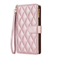 Etui z klapką do Samsung Galaxy S25 Edge, Rhombus Crossbody, różowe rose gold