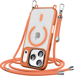 Etui do iPhone 17 Pro Max, do MagSafe, z odpinaną smyczą, pomarańczowe