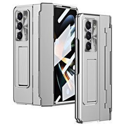 Etui ochronne PC z podstawką i ochroną zawiasu do Samsung Galaxy Z Fold6 5G – srebrne