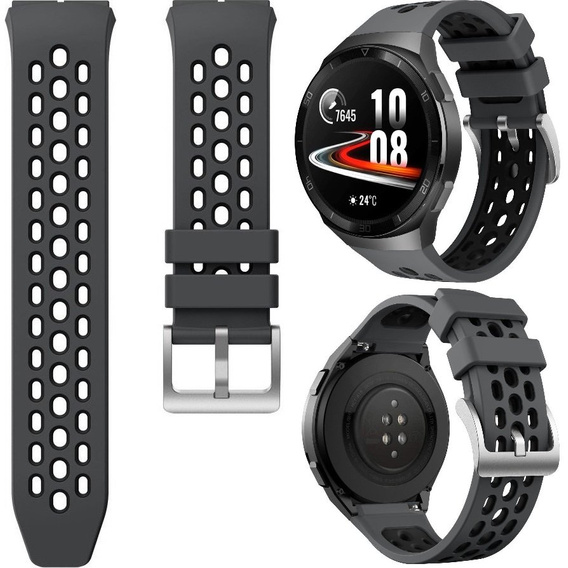 Pasek silikonowy do Huawei Watch GT 2e, Szary / Czarny