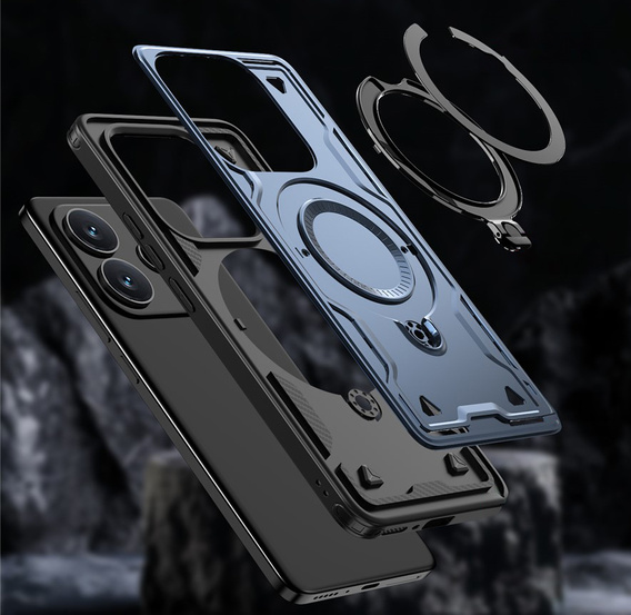 Etui do Xiaomi Redmi Note 14 5G, Military MagSafe, niebieskie + Szkło 9H