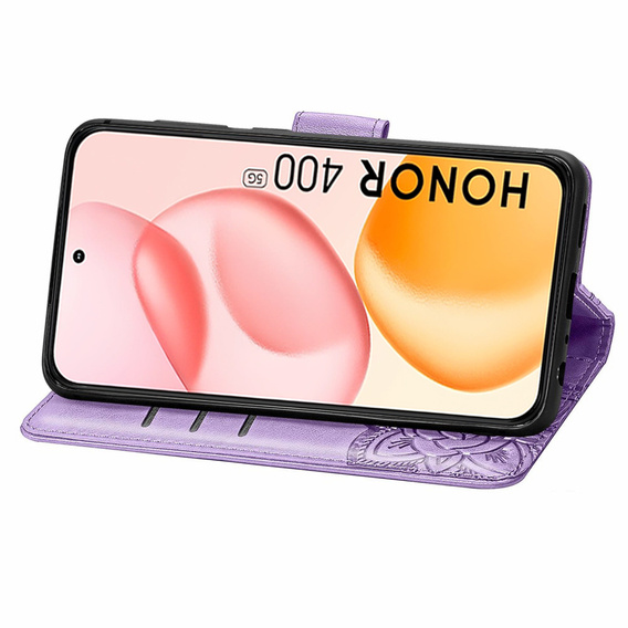 Etui z klapką do Honor 400 5G, Butterfly, fioletowe