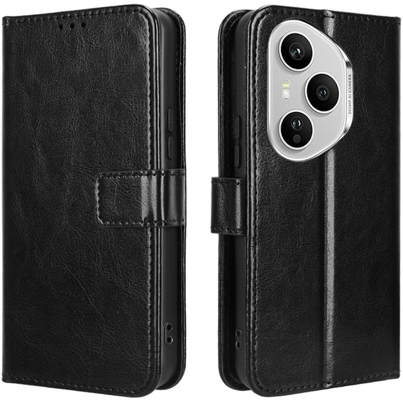 Etui z klapką do Honor 400 Pro 5G, Crazy Horse Wallet, czarne