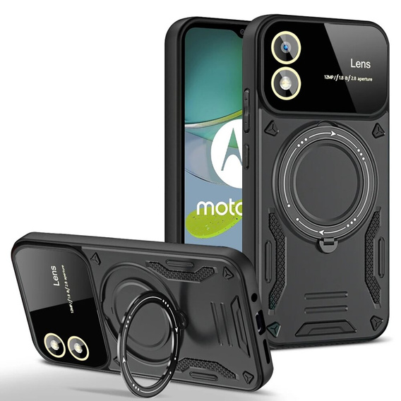 Etui pancerne do Motorola Moto G24 / G24 Power / G04, Magnetic Ring, czarne