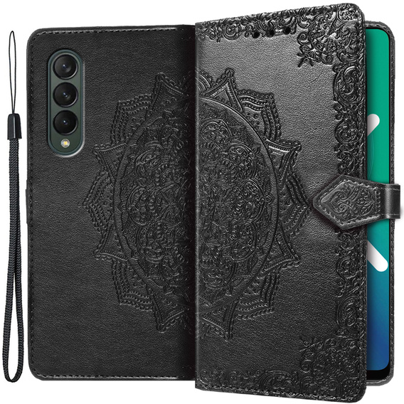 Etui z klapką do Samsung Galaxy Z Fold 4 5G, Mandala, czarne