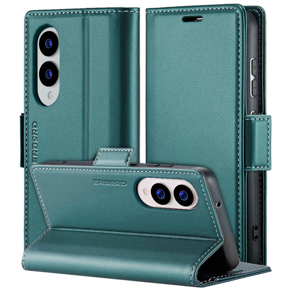 Etui do Samsung Galaxy S25 Edge, ERBORD Glossy Litchi, portfel z klapką, zielone