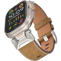 Pasek skórzany do Apple Watch 1/2/3/4/5/6/7/8/9/SE/Ultra/Ultra 2 42/44/45/49MM, Jasnobrązowy