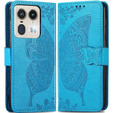 Etui z klapką do Motorola Edge 50 Ultra, Butterfly, niebieskie