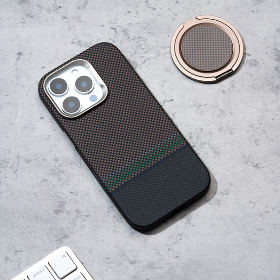Etui BENKS Kevlar do iPhone 16 Pro, Magnetic Armor Pro Prestige Kevlar 600D Y065, do MagSafe, aktywny przycisk – brązowe
