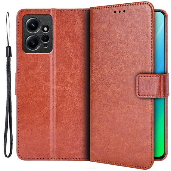 Etui z klapką do Xiaomi Redmi Note 12 4G, Crazy Horse Wallet, brązowe