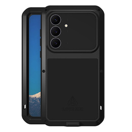 Etui Love Mei do Samsung Galaxy S25 FE, pancerne ze szkłem, czarne