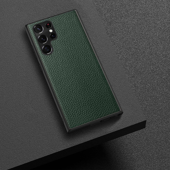 Skórzane Etui do Samsung Galaxy S23 Ultra, plecki nakładka, zielone