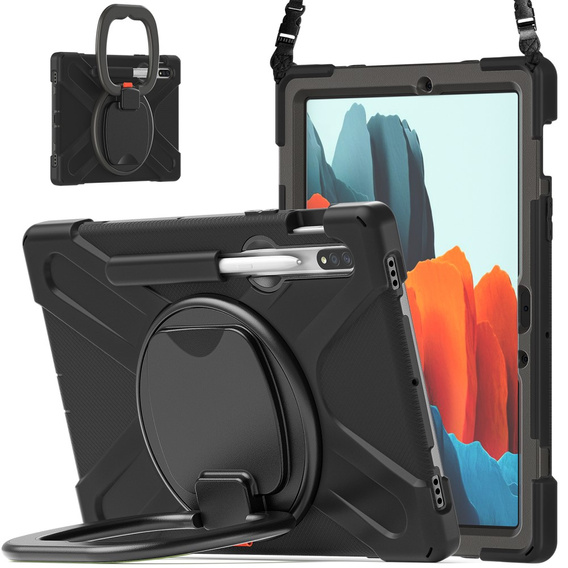 Etui do Samsung Galaxy Tab S9 FE / S9 / S8  / S7 T870/T875 / S10 FE, pancerne obrotowe 360, czarne
