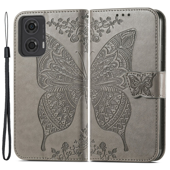 Etui z klapką do Motorola Moto G24 / G24 Power / G04, Butterfly, szare