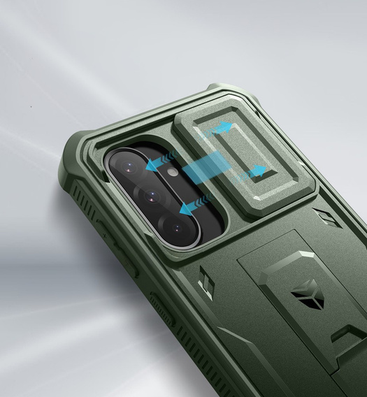 Etui pancerne do Samsung Galaxy A36 5G, Dexnor Kickstand Cam Protector, zielone