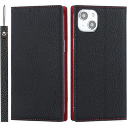 Etui z klapką do iPhone 15, Litchi Skin Grain, czarne