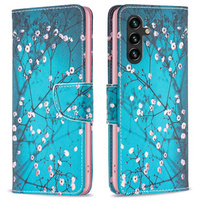 Etui z klapką do Samsung Galaxy A05s, Wallet, Sakura niebieskie