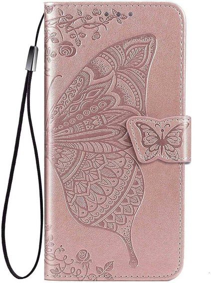 Etui z klapką do Vivo V50 Lite 4G / 5G, Butterfly, różowe rose gold