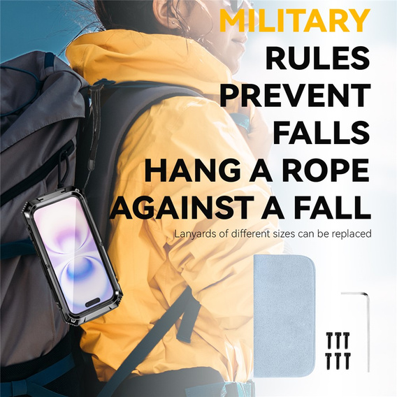 Etui R-JUST do iPhone 17 z wbudowaną ochroną ekranu - czarne